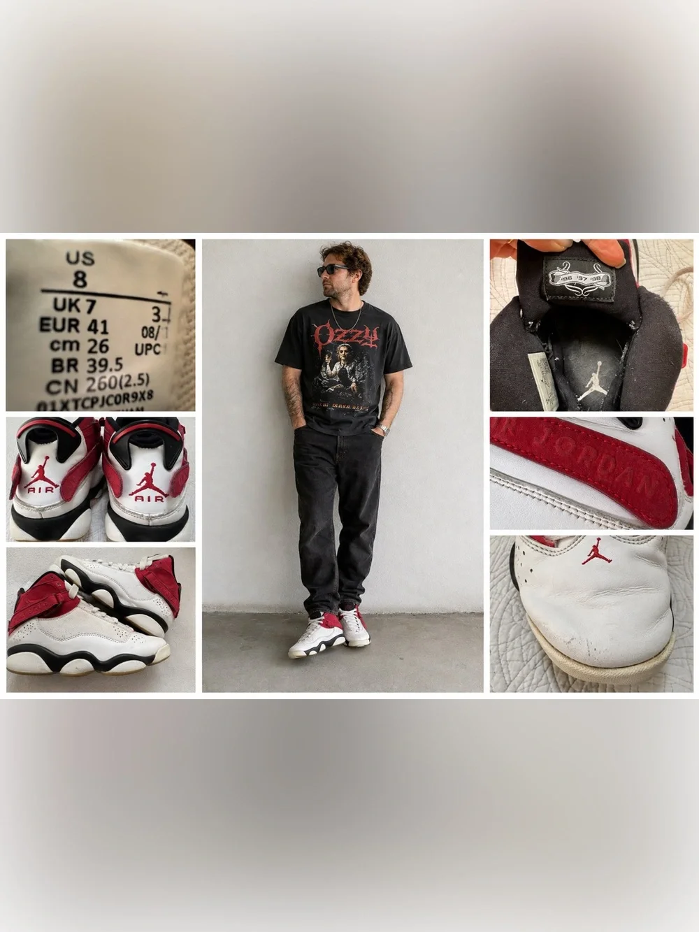 Air Jordan 6 Rings Red White Black Men’s Size 8 Basketball Retro Re-Release